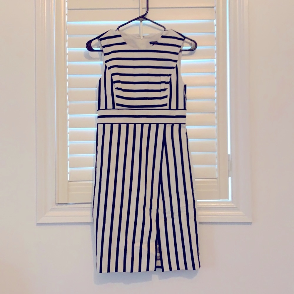 Sleeveless striped sheath dress